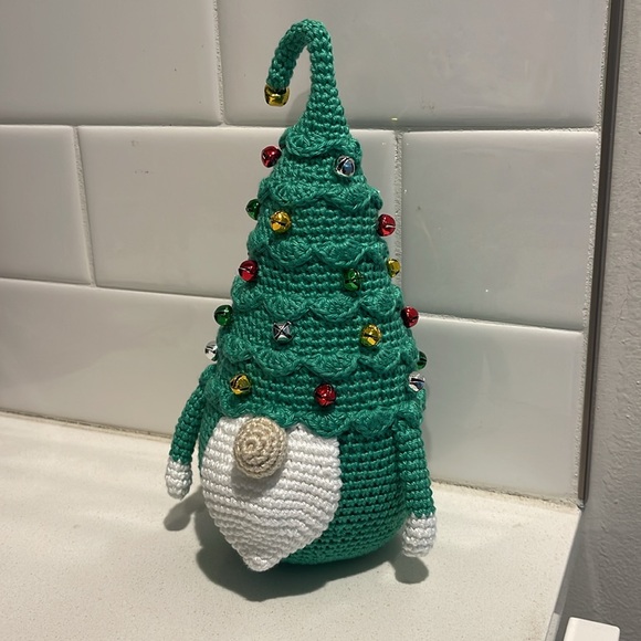 Handcrafted Christmas Tree Gnome Crochet Jingle Bell Ornaments Holiday Decor - Picture 3 of 14